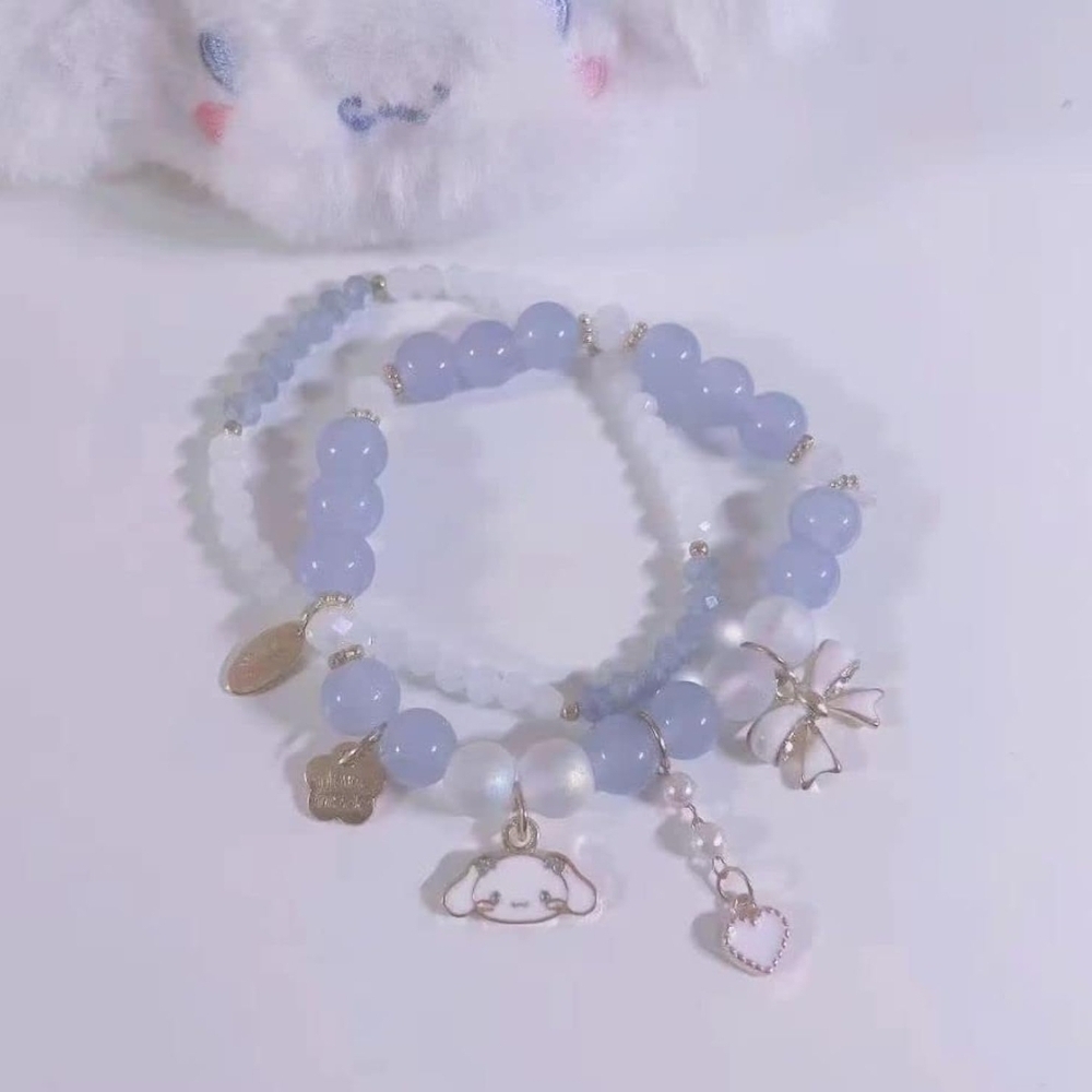 Charming Kids Beaded Bracelet Set - Blue and White